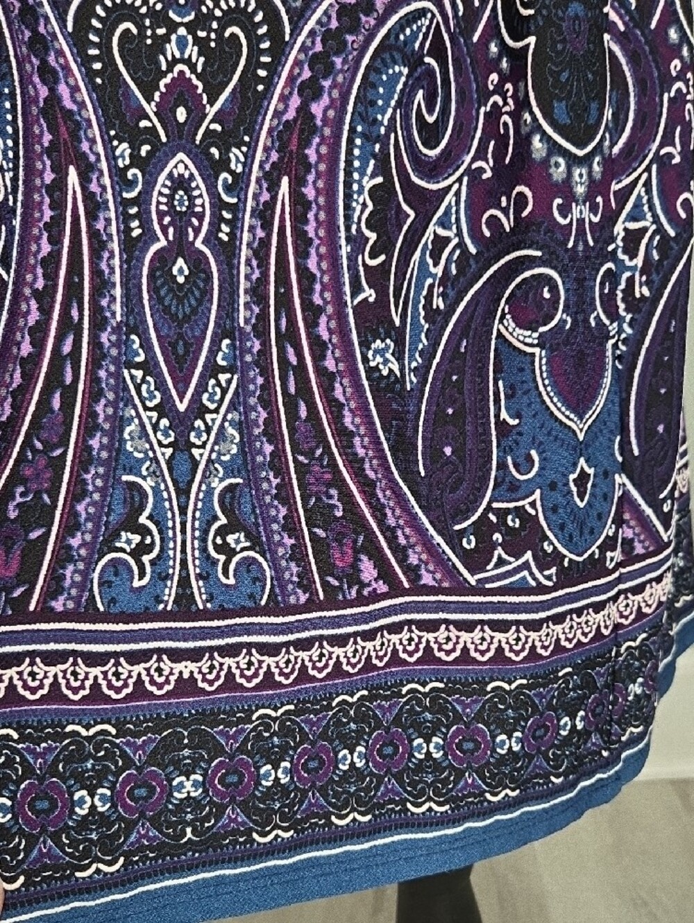 Dressbarn Blue and Purple Paisley Midi Dress 18 - Picture 2 of 7